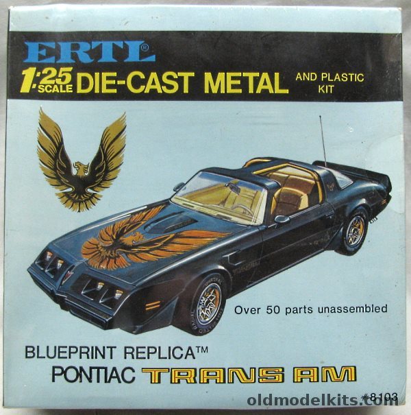 ERTL 1/25 Pontiac Trans Am With Metal Body - Blueprint Replica, 8103 plastic model kit